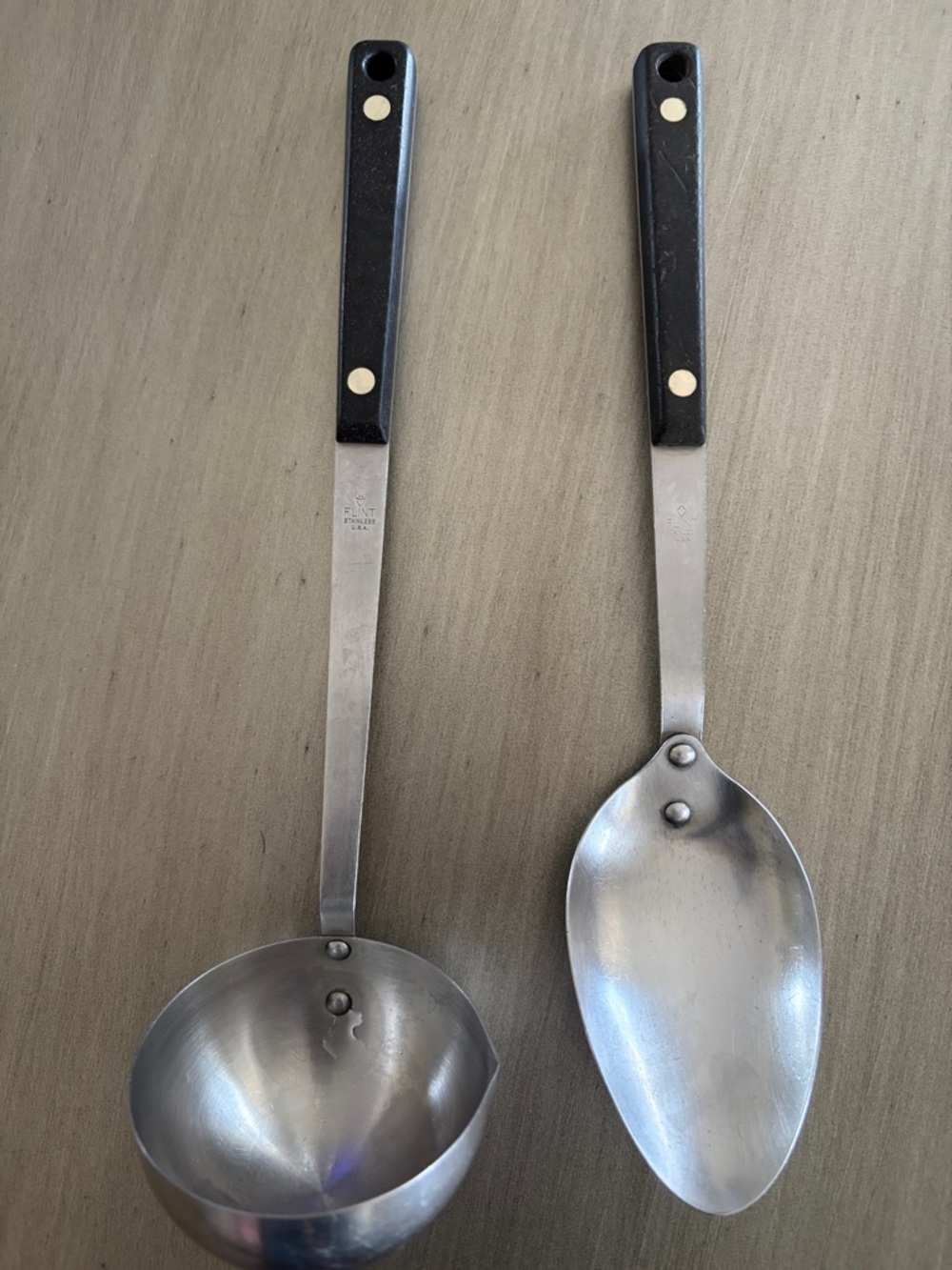 Vintage Flint Stainless Steel Utensils Ladle and Spoon Great Condition
